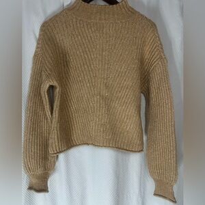 Tan Knit Mock Turtleneck Sweater